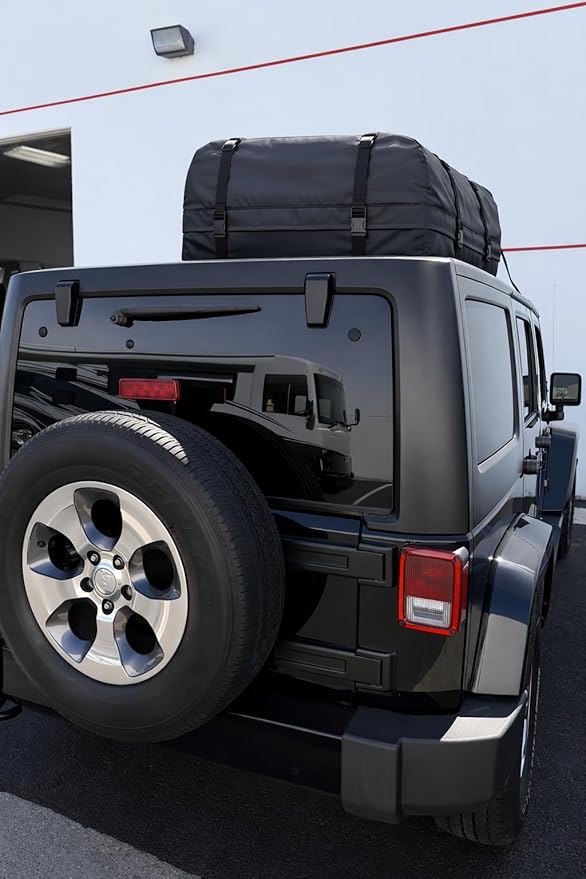 SR1 Performance USA Waterproof Rooftop Cargo Bag – Car Roof Carrier for Cars/SUVs with/Without Rack, Includes Non-Slip Mat, Heavy-Duty Straps, Lock for Secure Travel Storage (15 Cubic Feet, No Logo)