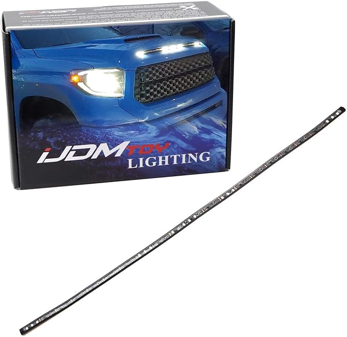 iJDMTOY 5-Bar/Section Xenon White 15-LED Hood Bulge Behind Grille Light Kit Compatible with 2014-2021 Tundra