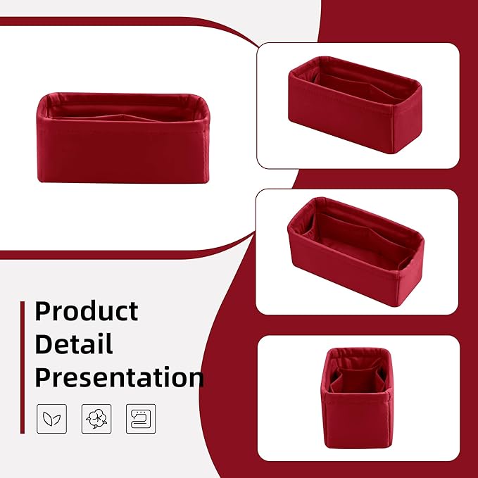 DGAZ Silk Purse Organizer Insert Fits LV Speedy 16/20/25/30/35/45 bags，Silky Smooth Bag Organizer，Luxury Handbag & Tote Shaper（Wine Red，New nano 16）