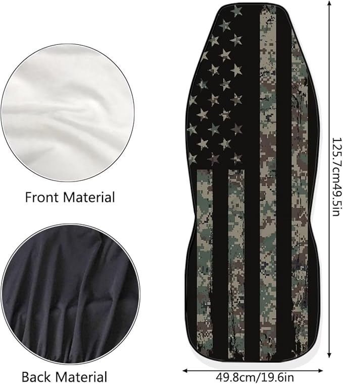 ELEQIN Camo American Flag Seat Covers, Car Seat Covers Front Seats, Car Seat Cushion, Front Car Seat Covers Canvas Car Seat Protector Universal Fit Most Cars