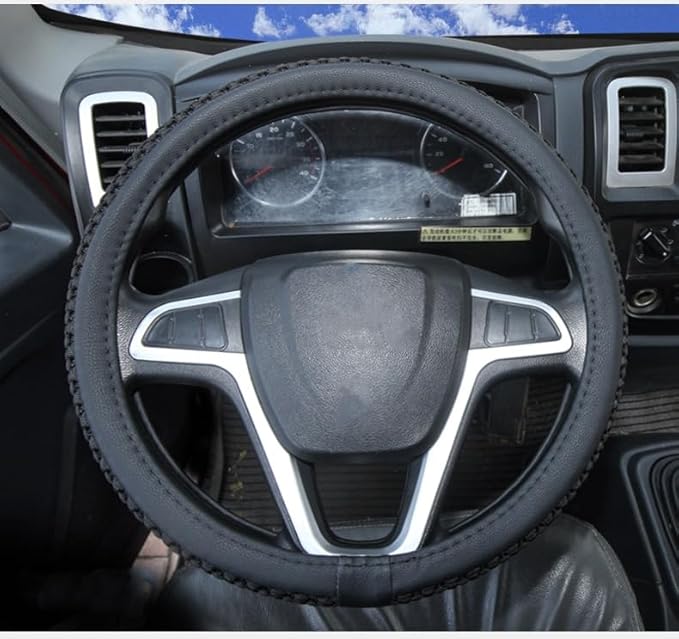 Size 16-20 Inch Ice Silk Ventilation Multi-Style Comfy Grip Steering Wheel Cover for Truck, Bus, Big Rig Trucker,SUV， Anti-Slip Design 16-20 Inch (Black, 17)