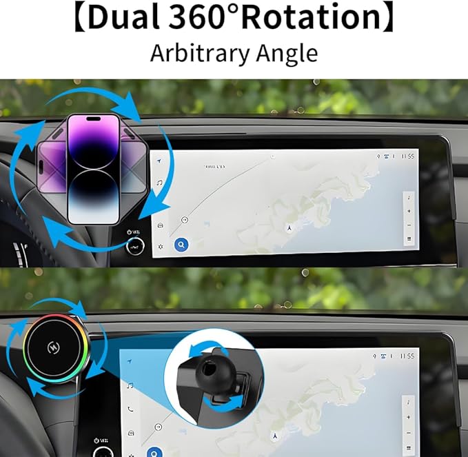 Car Magnetic Phone Mount for Toyota Grand Highlander 2024 2025 2026 and Grand Highlander Hybrid 2024-2026 Auto Accessories Best Cellphone Holder Fast 15W Wireless Charger Cell Phones Charging Stand