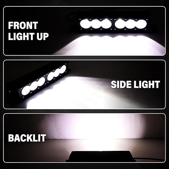 AUXTINGS 12 inch Single Row White LED Light Bar 60W Off Road Light Bar Spot Beam LED Work Light Truck UTV 4x4 Cars SUVs ATVs Boats Fog Driving Light with Wiring Harness kit
