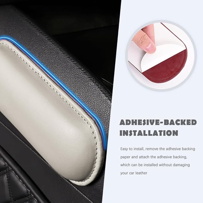 2PCS Car Door Armrest Pads,Soft Leather+Memory Foam Car Knee Pads for Arm Support&Protect Elbow and Knee,Universal Car Elbow Pads Car Accessories Interior (Beige)