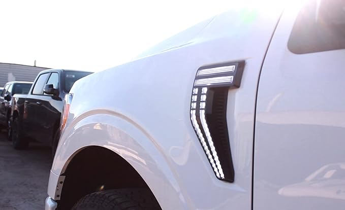 iJDMTOY Clear Lens White/Amber Full LED Illuminated Fender Side Marker Lights Compatible with 2021-up Gen14 Ford F-150 Truck (Excluding Raptor)