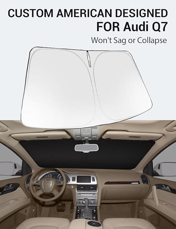 Proadsy 2026 Upgrade Front Windshield Sun Shade Foldable Sunshade Protector Custom Fit 2007-2015 Audi Q7 Accessories