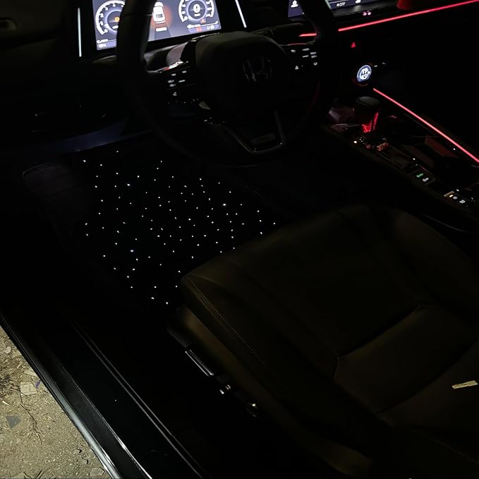 Starlight LED Car Floor Mats with Wireless Ambient Lighting – Waterproof Universal Fit Car Floor Mats with Lights for Cars, SUVs & Trucks – App & Remote Control RGB Fiber Optic, Anti-Slip Design