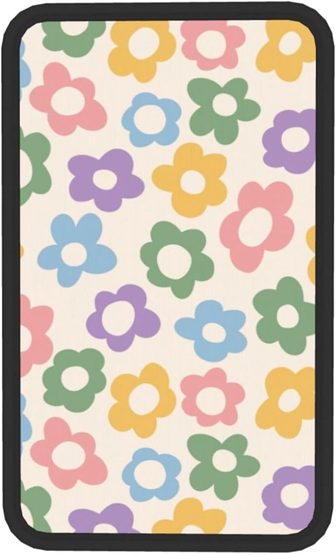 Vintage Groovy Flowers Cute Auto Center Console Cover Pad Car Armrest Seat Box Cover Cushion Universal for Most Vehicle SUV Truck Car Accessories Decor