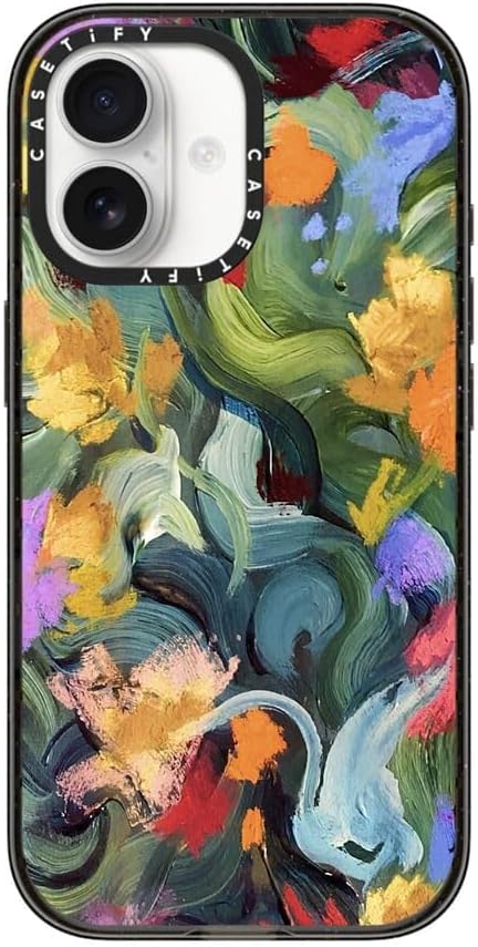 CASETiFY Impact iPhone 17 Case [Slim/Compatible with Magsafe / 8.2 ft. 4X Military Grade Drop Protection] - in The Tulips - Clear Black