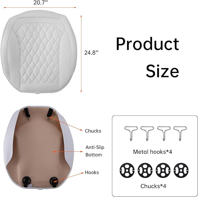 2 Pack Front Bottom Car Seat Cover, Luxury Leather Seat Covers Compatible with Tesla Model Y/3 2026 2025 2024-2020, Breathable and Waterproof Tesla Model Y/3 Accessories (White, 2Pcs)