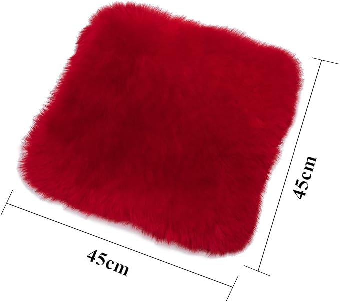 Winter Warmth: Universal Sheepskin Seat Cushion Cover - Natural Wool, for Cars, Trucks, SUVs & Vans - Cozy & Stylish Driving Companion Front Red