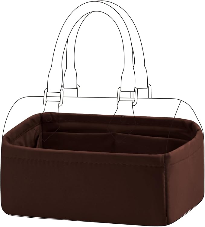 DGAZ Silk Purse Organizer Insert Fits LV Speedy 16/20/25/30/35/45 bags，Silky Smooth Bag Organizer，Luxury Handbag & Tote Shaper（Global Brown，SP16）