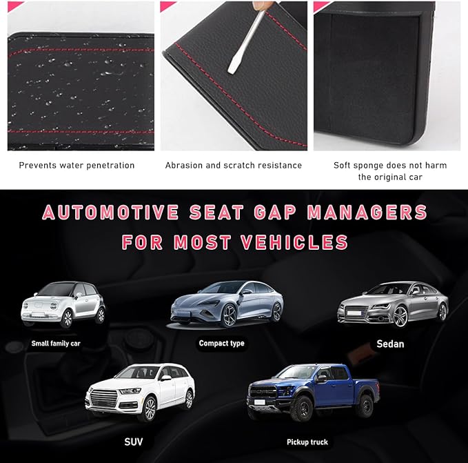 Car Seat Gap Filler with Cup Holder Expander, Automotive Front Seat Storage with Cup Holder, Console Seat Gap Filler Storage Box for Mug Bottle Keys, Car Accessories (Passenger Side)