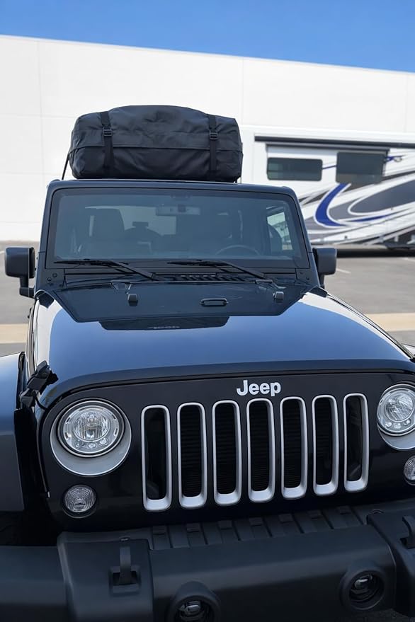 SR1 Performance USA Waterproof Rooftop Cargo Bag – Car Roof Carrier for Cars/SUVs with/Without Rack, Includes Non-Slip Mat, Heavy-Duty Straps, Lock for Secure Travel Storage (15 Cubic Feet, No Logo)