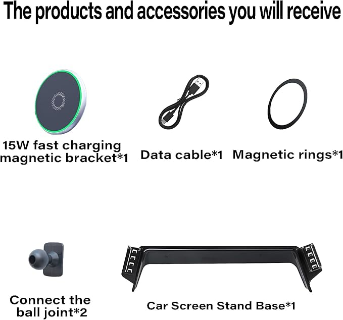 Car Phone Holder for Toyota Prius 2023 2024 2025 2026 Accessories 15W MagSafe Fast Wireless Charger Cell Phone Mount Apply to 8 Inch Touch Screen Fixed Clip 360° Rotation