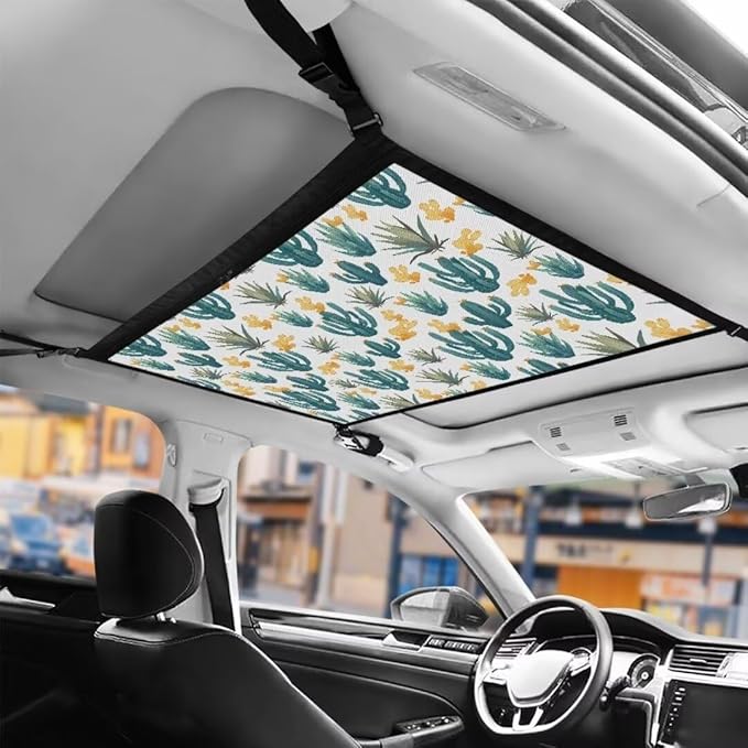 Cactus Pattern Car Roof Storage Bag Multi-Purpose Seat Organizer Car Bag Storage Box Organizer Pouch Pocket Car Travel Accessories Compatible with Most Cars