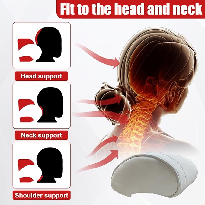 Car Neck Pillow, Memory Foam Ergonomic Auto Headrest Cushion Pillow, Relieve Driving Fatigue Car Neck Support Pillows, Comfortable Leather Vehicle Seat Pillows with Adjustable Strap (White)
