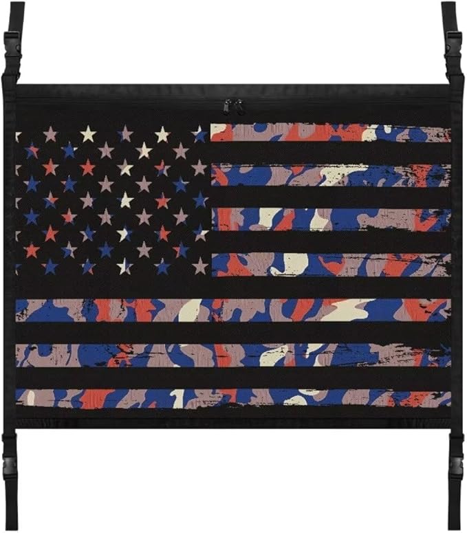 Car Roof Storage Bag Camouflage Flag Print Car Roof Seat Organizer All Car Storage Organizers Inner Car Accessories Compatible with Most Vehicles