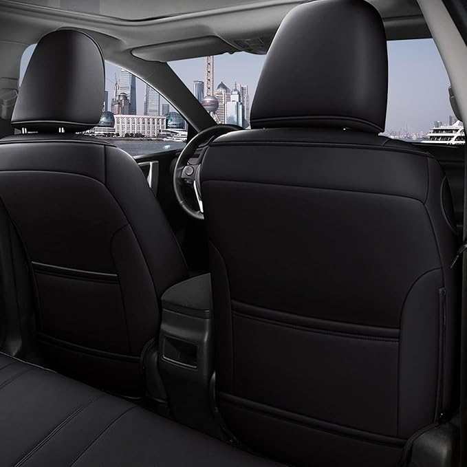 AOMSAZTO Car Seat Covers for Toyota Corolla 2014 2015 2016 2017 2018 2019 L,LE,LE Eco,Plus Sedan Car Seat Cover Full Set Waterproof, Custom Fit Full Set Faux Leather Black
