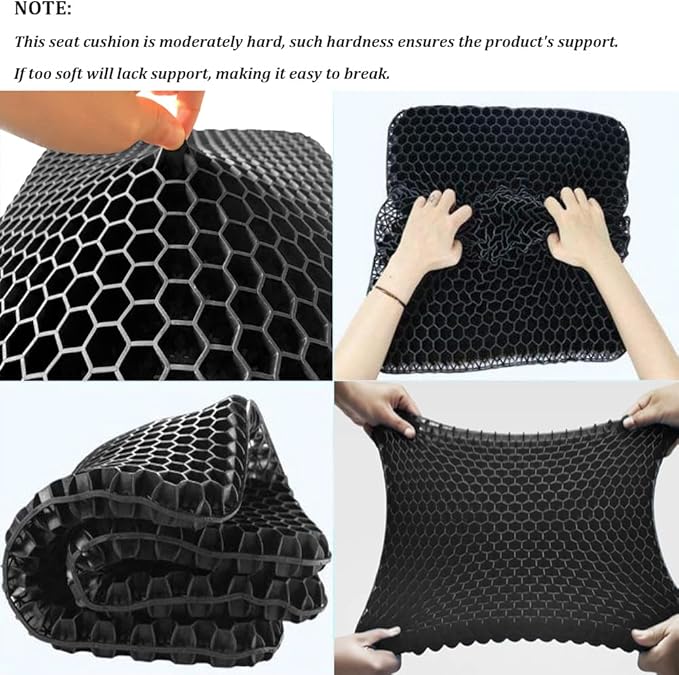 Extra Large Gel Seat Cushion, 17x17inch Double Thick Egg Gel Cushion for Pressure Pain Relief, Breathable Wheelchair Cushion Chair Pads for Car Seat Office Chair (Black)