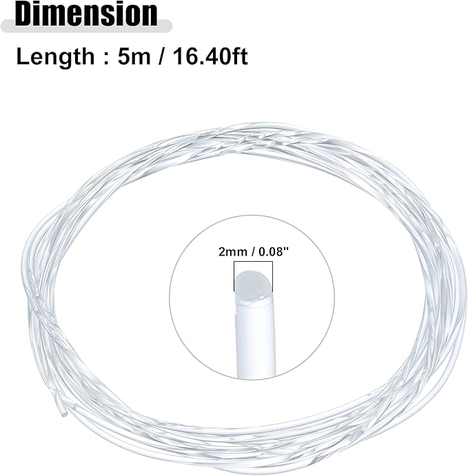 ACROPIX 2mm 0.08" 5m 16.40ft Universal Glow Optic Fiber Cable Car Light Decoration Clear - Pack of 1