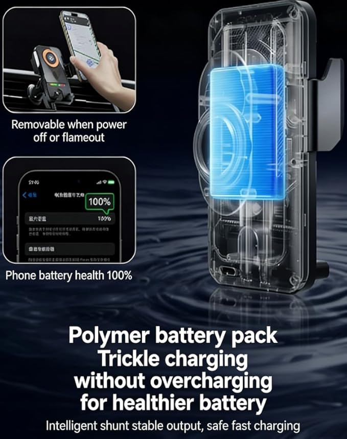 15W Car Air Vent Wireless Charging Phone Mount - Auto-Clamp Qi Fast Charger for iPhone Android, 90° Rotatable Phone Holder for Universal Car Vent Mounting