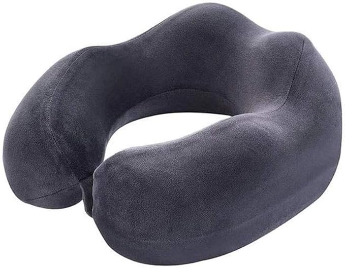 Travel Neck Pillow Sleep Kit - 100% Memory Foam Travel Pillow, Car Airplane Travel Pillow Neck Pillow Nap Lunch Break Student Memory Foam U-Shaped Pillow (Color : Gray)