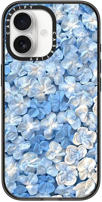 CASETiFY Impact iPhone 17 Case [Slim/Compatible with Magsafe / 8.2 ft. 4X Military Grade Drop Protection] - Blue Hydrangea iPhone 17 Case - Clear Black