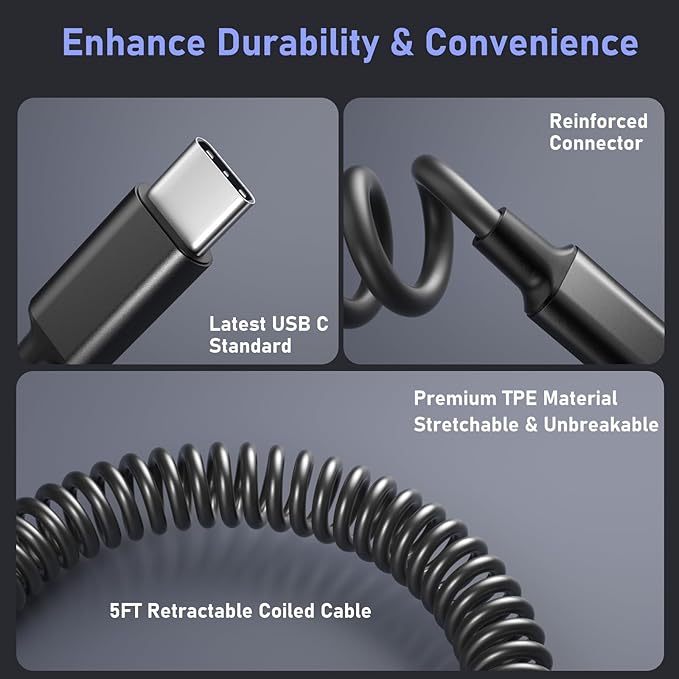 USB C Car Charger, 3 Pack 65W Multi Port Car Cigarette Lighter Adapter with 3 Pack 60W Retractable USB C Cable for iPhone 16e 16 15 Pro Max, Galaxy A16 A54 S25