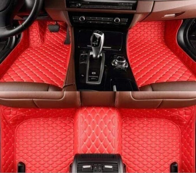 Custome Car Mats Accessories All Weather Floor mats Compatible with Automotive Floor Mats Passenger car mats (red Beige)