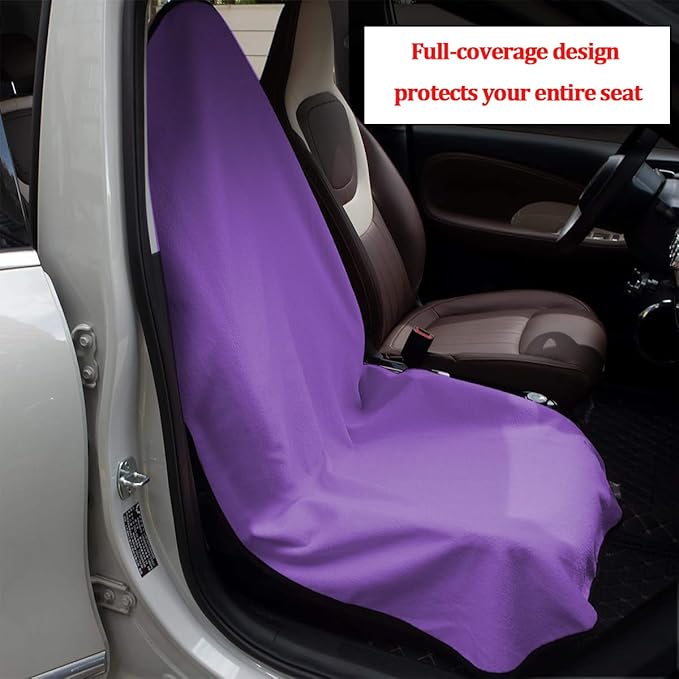 Car Towel Seat Cover, Performance Microfiber Washable Non Slip Vehicle Front Seat Covers, Sweatproof Automotive Interior Chair Protectors, Universal for SUV Automobile Truck (Purple)