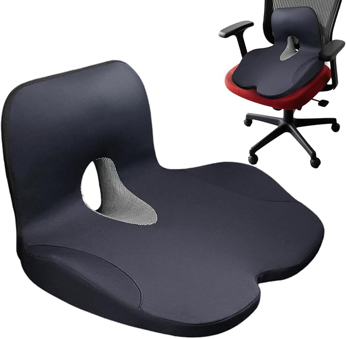 Ergonomic Car Seat Cushion - Non Slip Lumbar Support Pillow for Correction, Soft Foam with Full Back Support, Chair Pad for Women Men Hips Office Driving Home Travel Comfort