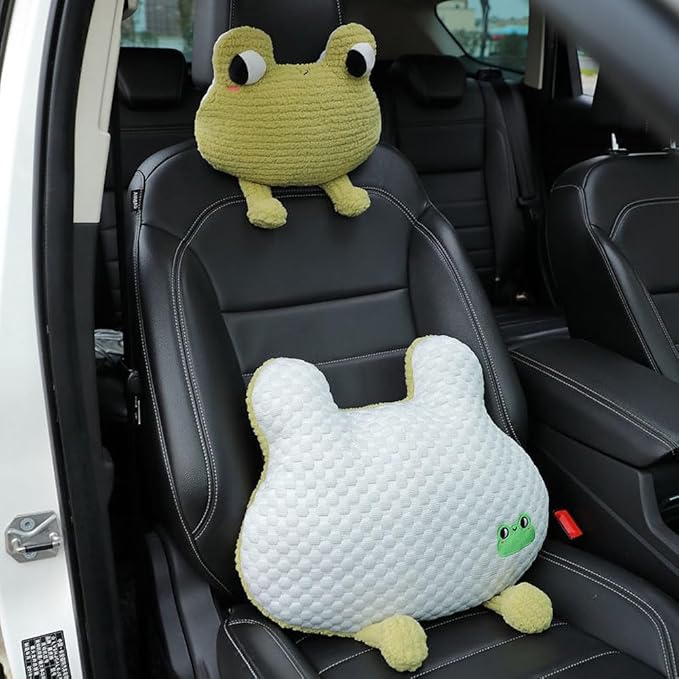 Frog Shaped Lumbar Support Pillow for Car Office Driver Seat Waist Cushion 1 PCS