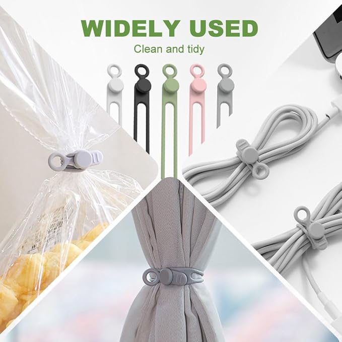 Data Cable Organizer, 2026 Upgrade Silicone Headphone Organizers, Silicone Cable Ties Reusable Cable Management Organizers Multipurpose Elastic Cord Organizer for Bundling and Fastening Cables (5Pcs)