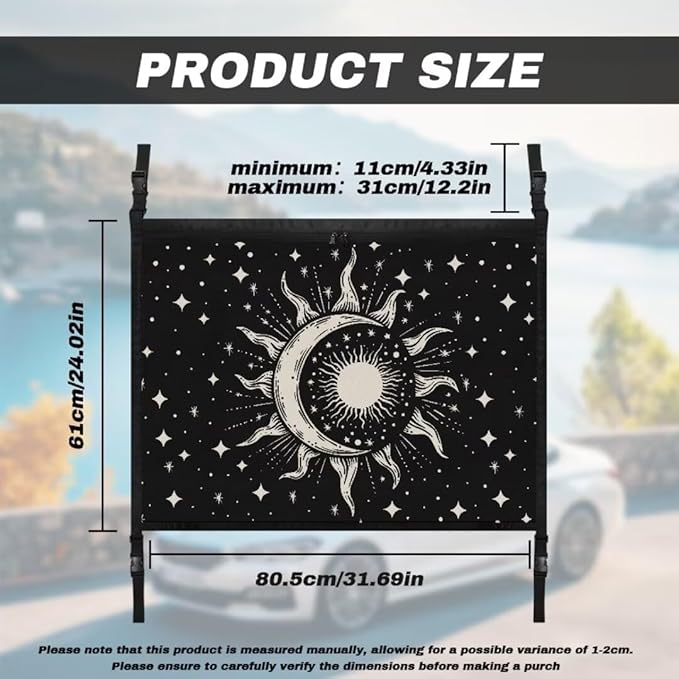 Car Roof Storage Bag Sun Moon Print Car Roof Seat Organizer Premium Car Seat Organizer One-Size-Fits Car Travel Accessories