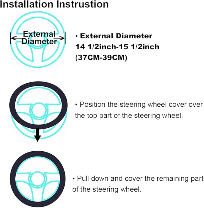 3Pcs Set Fashion Fluffy Fuzzy Wool Fur Soft Car Steering Wheel Cover with Handbrake Cover & Gear Shift Cover for Women/Girls/Ladies Auto Long Wool Accessories
