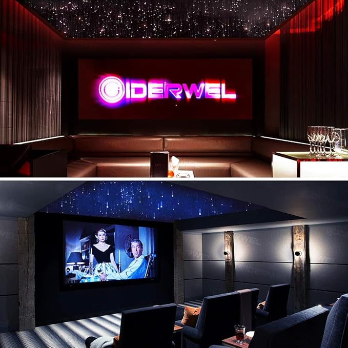 GIDERWEL Smart APP Controlled Fiber Optic Light,RGBW Starlight Headliner Kit with Remote Control,200pcs 6.5ft 0.03in Optic Fiber Cable and Music LED Light Engine for Car,Home Theater Ceiling