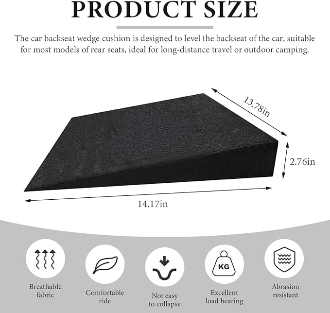 Auto Seat Wedge Leveling Cushion, Truck Driver Heightening Seat Pad Wedge Booster, Angled Design Car Seats Office Chairs Cushion for Sciatica Tailbone Pain Relief