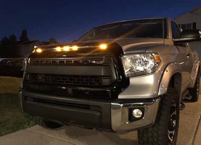 iJDMTOY 5-Bar/Section Amber Yellow 15-LED Hood Bulge Behind Grille Light Kit Compatible with Toyota 2014-2021 Tundra