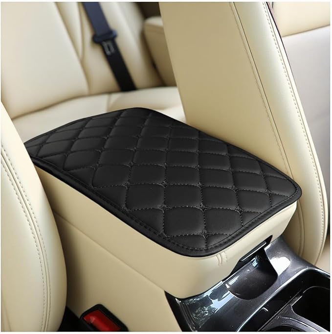 Car Center Console Cushion Pad, PU Leather Vehicle Armrest Cover Protector, Anti-Scratch Automotive Interior Arm Rest Seat Box Mat Accessories, Universal for SUV Sedan Truck (Black)