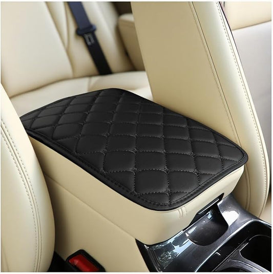 Car Center Console Cushion Pad, PU Leather Vehicle Armrest Cover Protector, Anti-Scratch Automotive Interior Arm Rest Seat Box Mat Accessories, Universal for SUV Sedan Truck (Black)