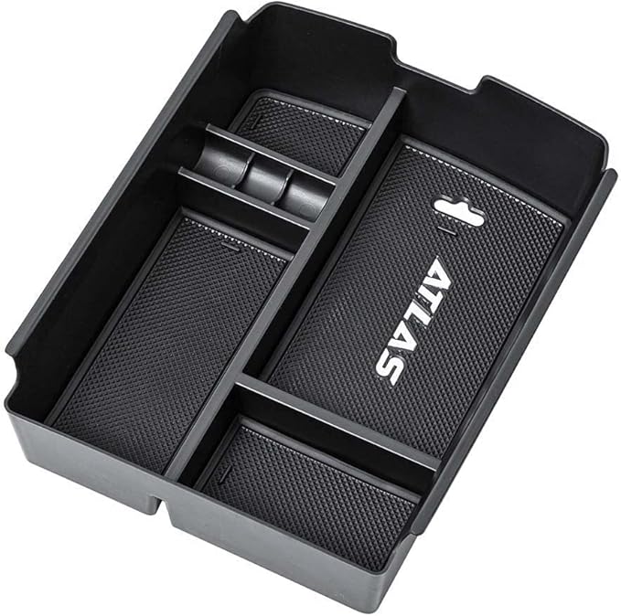 EDBETOS Center Console Organizer Tray Compatible with Atlas Accessories 2018 2019 2020 2021 2022 2023 Secondary Armrest Storage Glove Box Divider ABS Black Materials