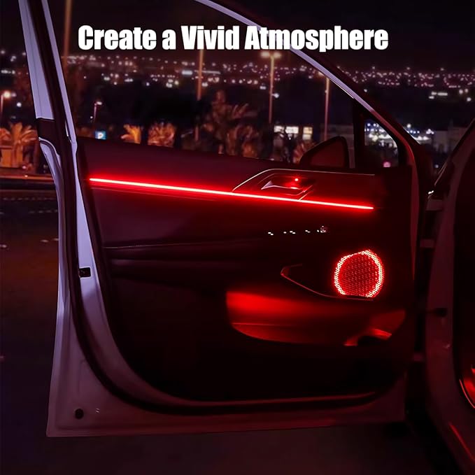 EL Wire Interior Car LED Strip Lights, USB Neon Glowing Strobing Electroluminescent Wire Lights with 6mm Sewing Edge, Ambient Lighting Kits for Cars Garden Decorations (5M/16.5FT, Red)