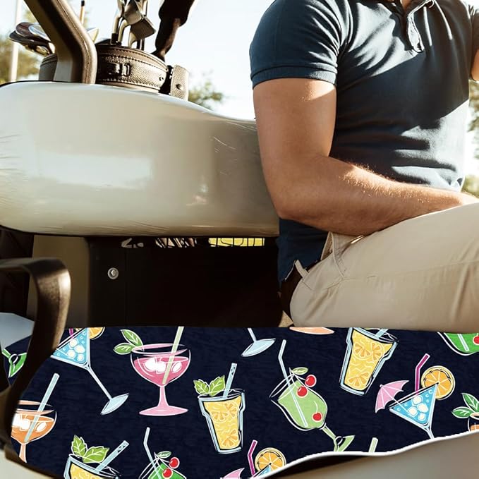 ORIGACH Cocktail Golf Cart Seat Covers, Comfortable Cooling Golf Cart Blanket Towel, 100% Microfiber, Fits EZGO, Club Car, and More 2-Seat Golf Carts, 51x31inch