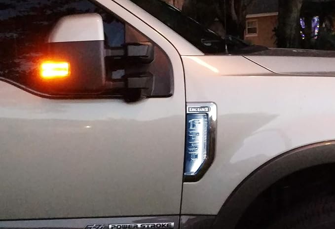 iJDMTOY Xenon White LED Background Illumination Kit Compatible with 2017-2021 Ford F250 F350 F450 Super Duty Side Fender Chrome Emblem