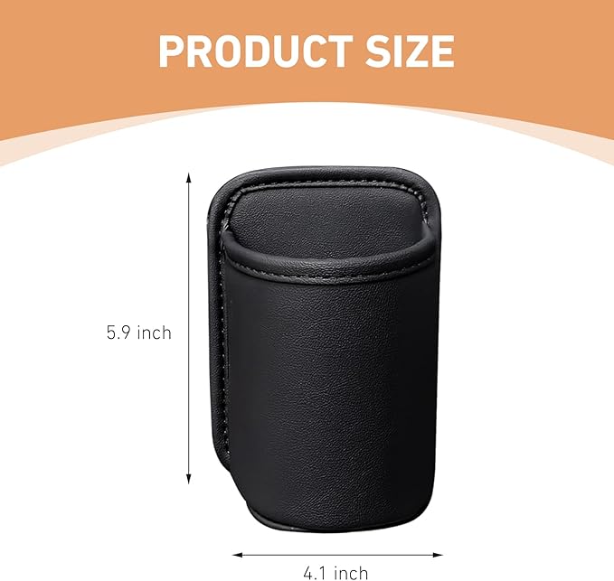 2 PCS Car Door Cup Holder, Multifunctional Leather Storage Bag Trash Can, Waterproof Side Door Pocket for Beverage Water Cup Mobile Phone, Fit for Most Cars Trucks (Black)