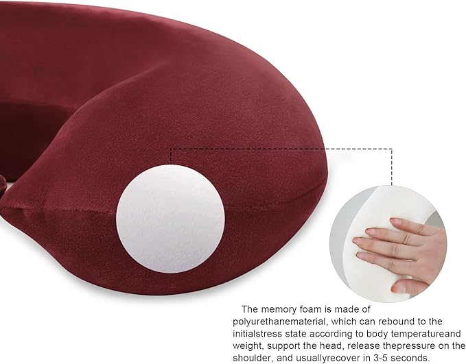 Travel Neck Pillow Memory Foam U Shape Neck Pillow for Travel Pillow Comfortable Head Neck Support Airplane Pillow for Traveling Car Home Office Travel Neck Flight Pillow