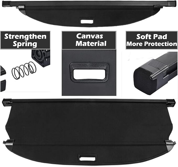 Cargo Cover for Hyundai Tucson 2020 2021Accessories 2016 2017 2018 2019(Canvas),Retractable Trunk Cover Organizer Security Shielding Shade Tonneau Cover for Hyundai Tucson Accessories