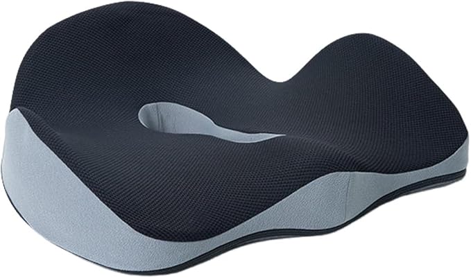 Car Seat Cushion for Long Driving, Ergonomic Memory Foam Seat Cushion, Car Seat Cushion for Back Pain and Lumbar Support Non Slip and Easy Clean for Driving Gaming Chair and Travel B Black