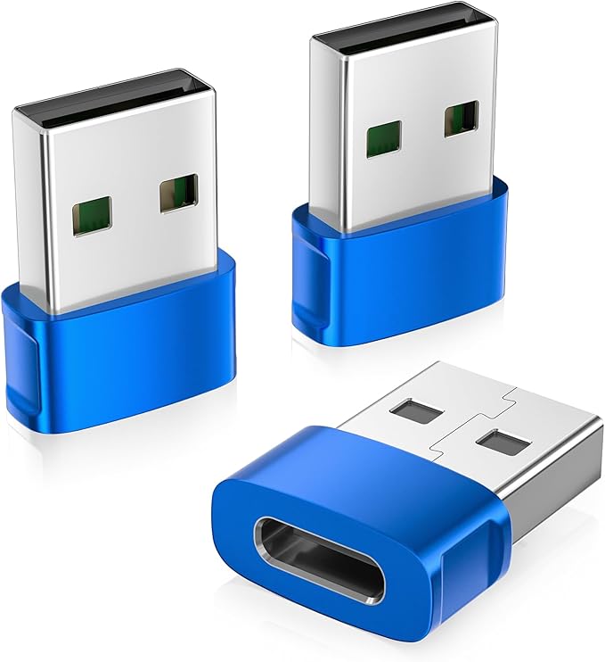 Basesailor USB to USB C Adapter 3Pack,Type C Female to A Male Car Charger USBC Cable Converter for iPhone 17 17e 16 16e 15 Pro Max Plus,Apple Watch 11 SE/Ultra 3,Airpods Pro 3,iPad Air,Galaxy S26 A56